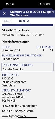 Konzertkarten mumford sons - ,